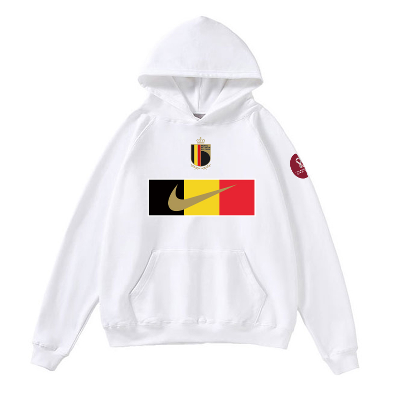 Men's Belgium World Cup Soccer Hoodie White 001